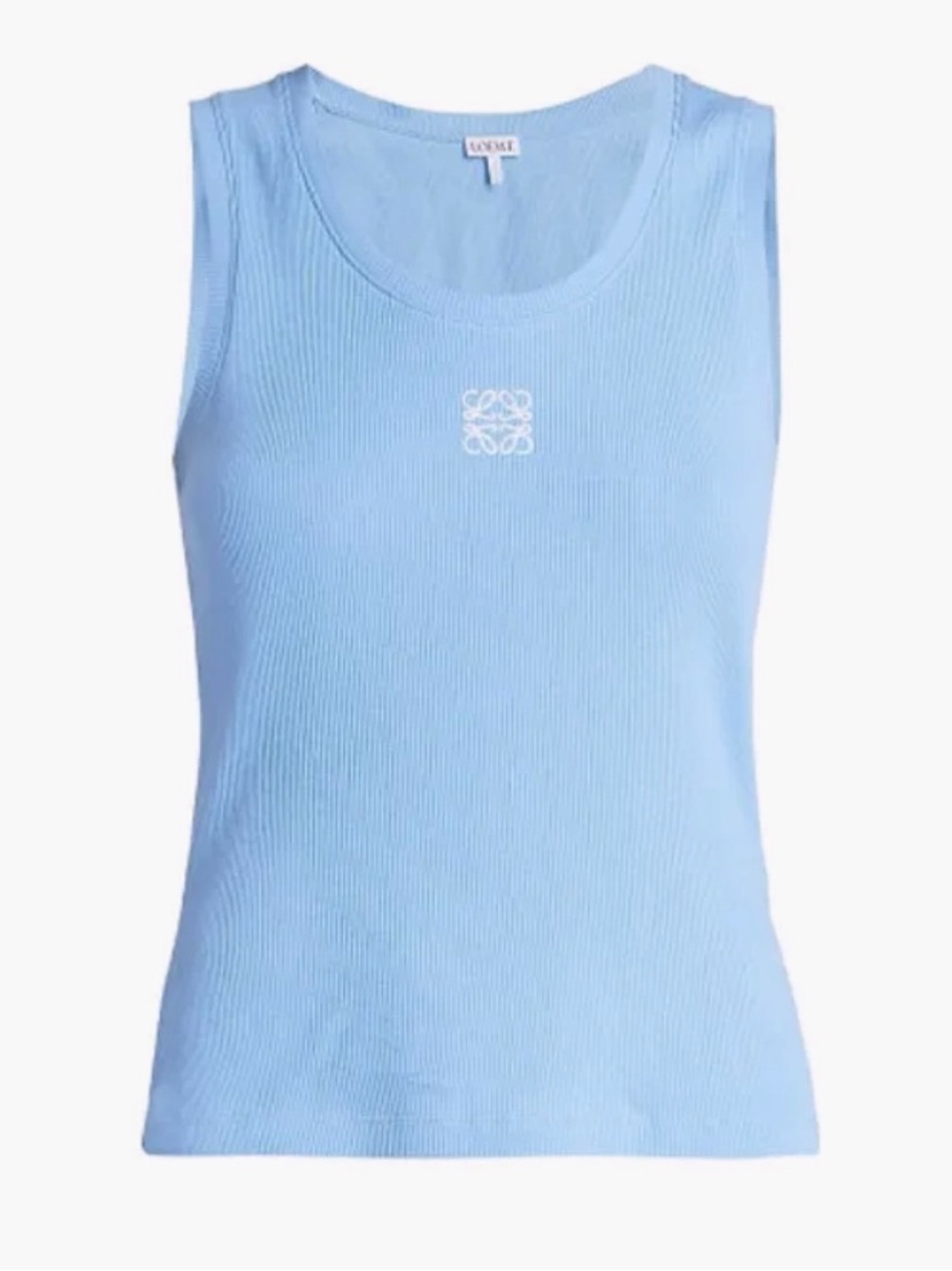 Blue Anagram Sleeveless Tank Top with White Monogram Logo Embroidery - Loewe